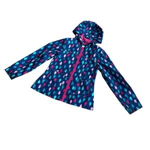 Cherokee Raindrops Windbreaker Jacked Hooded Full Zip Lightweight Girls 7/8 M